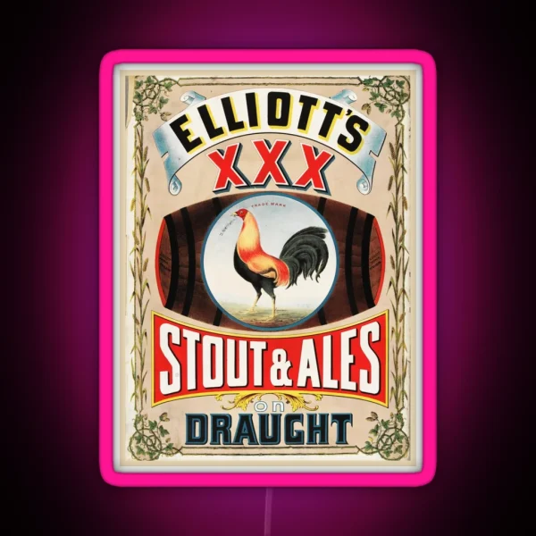 Elliotts XXX Stout And Ales On Draught Vintage RGB Neon Sign
