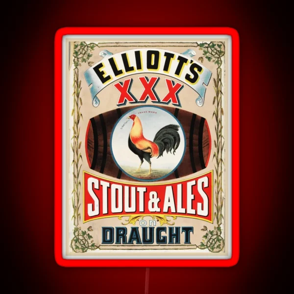 Elliotts XXX Stout And Ales On Draught Vintage RGB Neon Sign