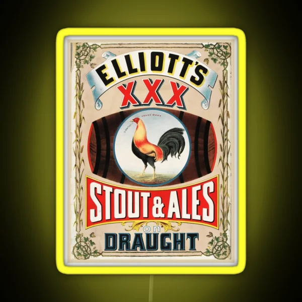 Elliotts XXX Stout And Ales On Draught Vintage RGB Neon Sign