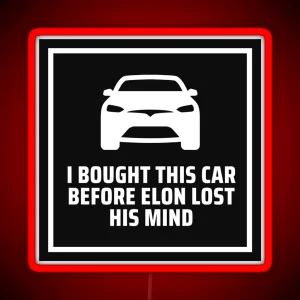 Elon Lost His Mind Tesla Model 3 Model S Bumper Led Square Black RGB Neon Sign