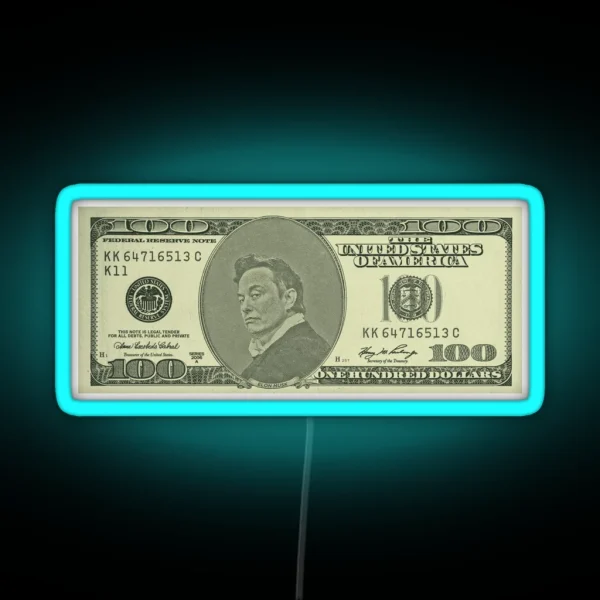 Elon Musk 100 Dollar Bill Money RGB Neon Sign