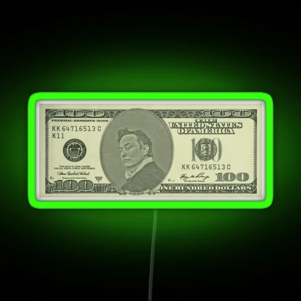 Elon Musk 100 Dollar Bill Money RGB Neon Sign