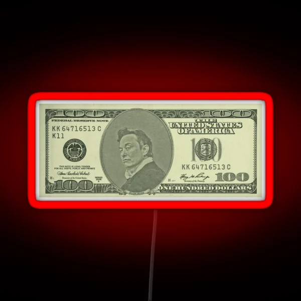 Elon Musk 100 Dollar Bill Money RGB Neon Sign