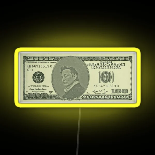 Elon Musk 100 Dollar Bill Money RGB Neon Sign