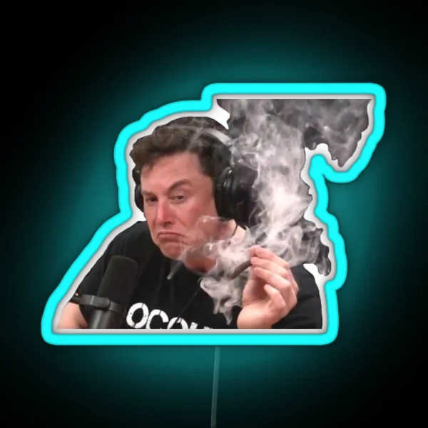 Elon Musk Smoking Meme RGB Neon Sign