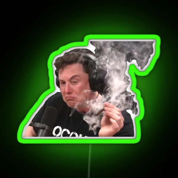 Elon Musk Smoking Meme RGB Neon Sign