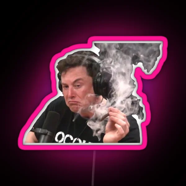 Elon Musk Smoking Meme RGB Neon Sign