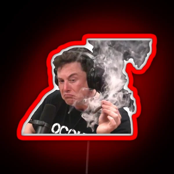 Elon Musk Smoking Meme RGB Neon Sign
