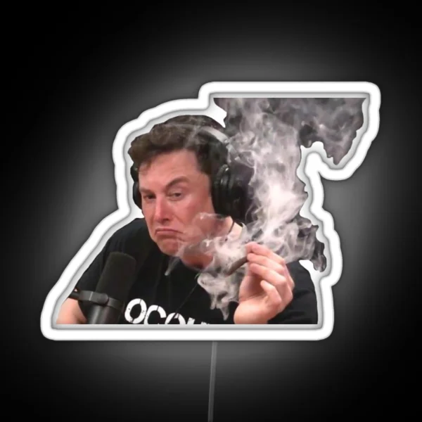 Elon Musk Smoking Meme RGB Neon Sign