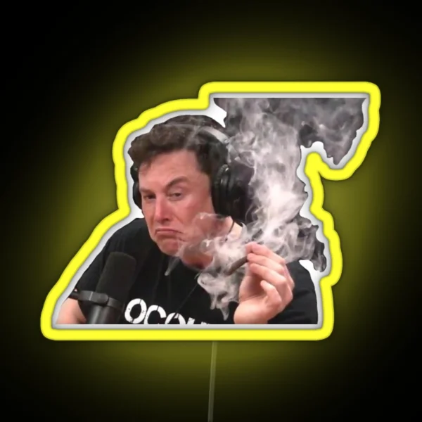 Elon Musk Smoking Meme RGB Neon Sign