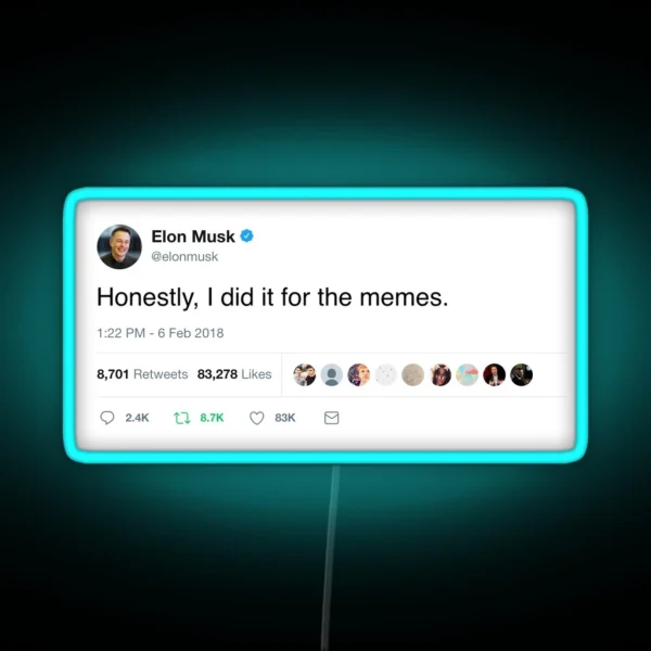 Elon Musk Twitter Memes RGB Neon Sign