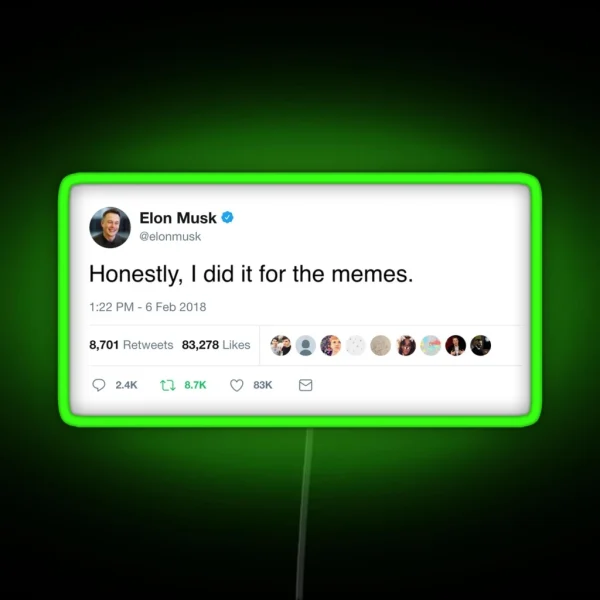 Elon Musk Twitter Memes RGB Neon Sign