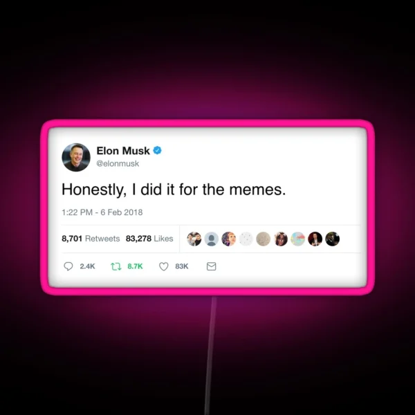Elon Musk Twitter Memes RGB Neon Sign