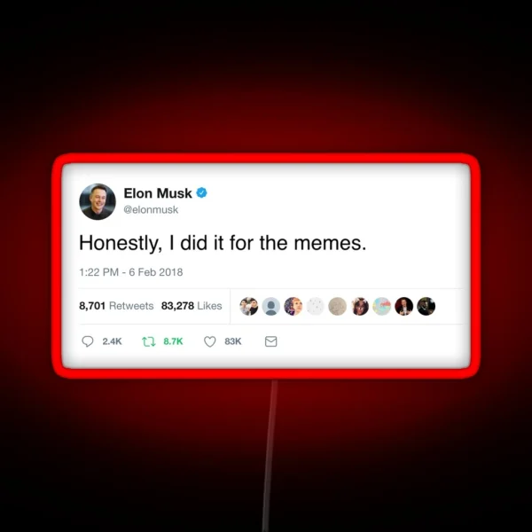 Elon Musk Twitter Memes RGB Neon Sign