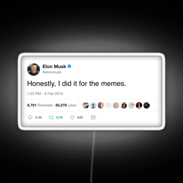 Elon Musk Twitter Memes RGB Neon Sign