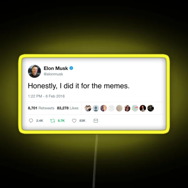 Elon Musk Twitter Memes RGB Neon Sign