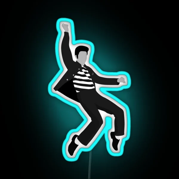 Elvis Jailhouse Rock Pose RGB Neon Sign