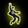 Elvis Presley's iconic jailhouse rock pose in vibrant RGB neon.