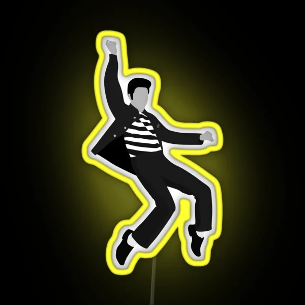 Elvis Jailhouse Rock Pose RGB Neon Sign
