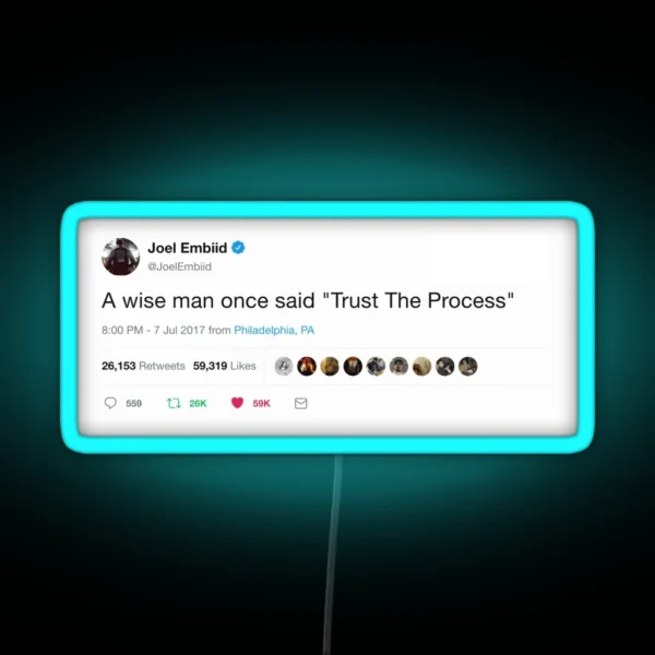 Embiid Tweet Trust The Process RGB Neon Sign