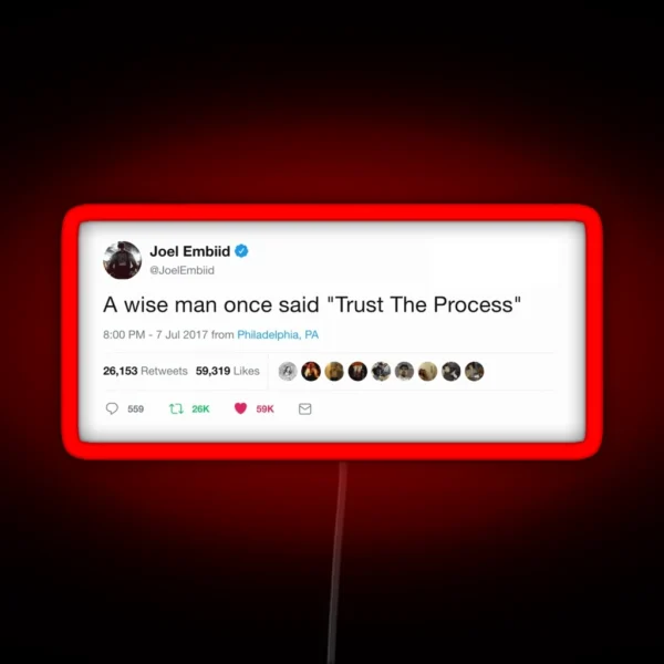 Embiid Tweet Trust The Process RGB Neon Sign