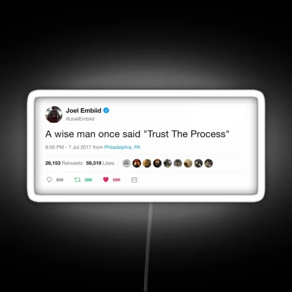 Embiid Tweet Trust The Process RGB Neon Sign