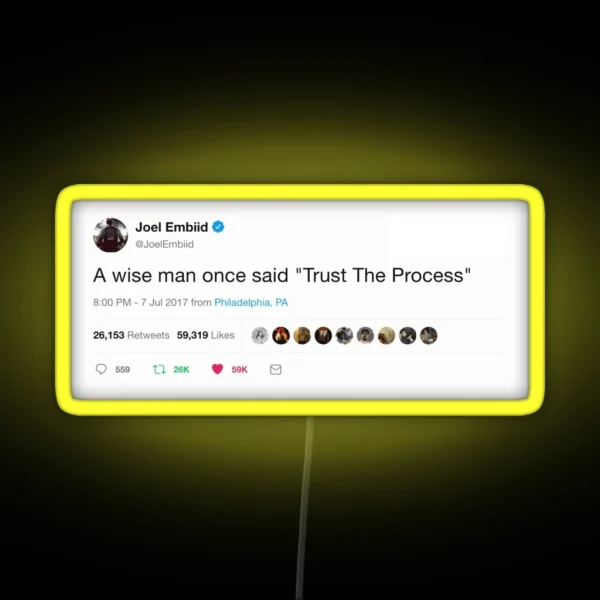 Embiid Tweet Trust The Process RGB Neon Sign