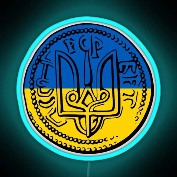 Emblem Of Volodymyr The Great Ukraine Flag RGB Neon Sign