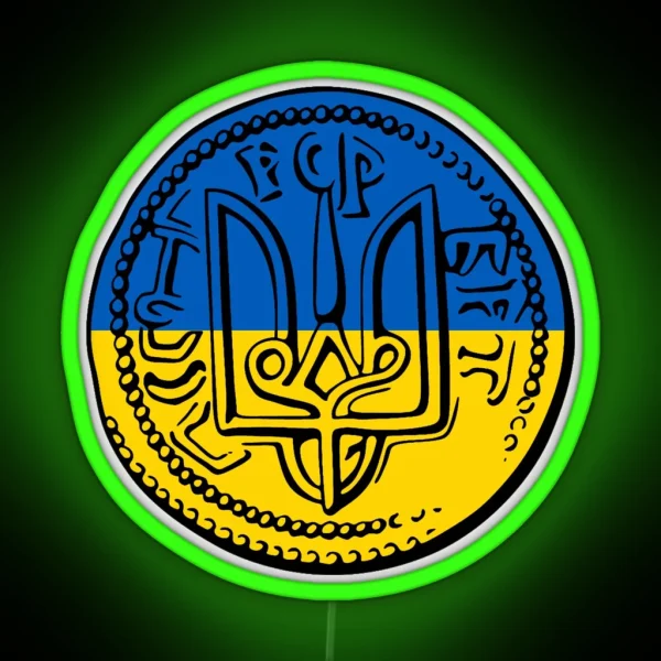 Emblem Of Volodymyr The Great Ukraine Flag RGB Neon Sign