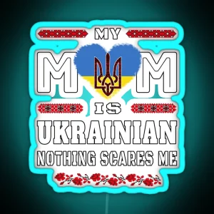 Embroidery Trident Heart Ukrainian Flag Mama Mommy Mom Bruh RGB Neon Sign