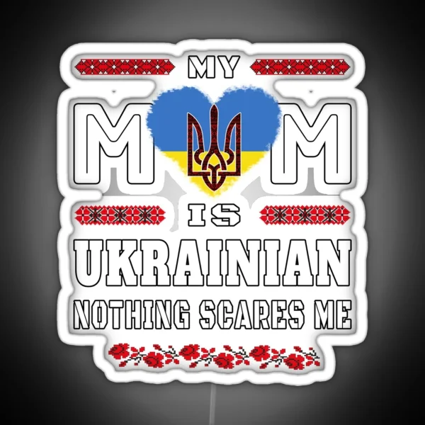 Embroidery Trident Heart Ukrainian Flag Mama Mommy Mom Bruh RGB Neon Sign