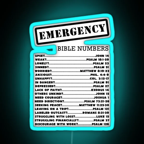 Emergency Bible Numbers RGB Neon Sign
