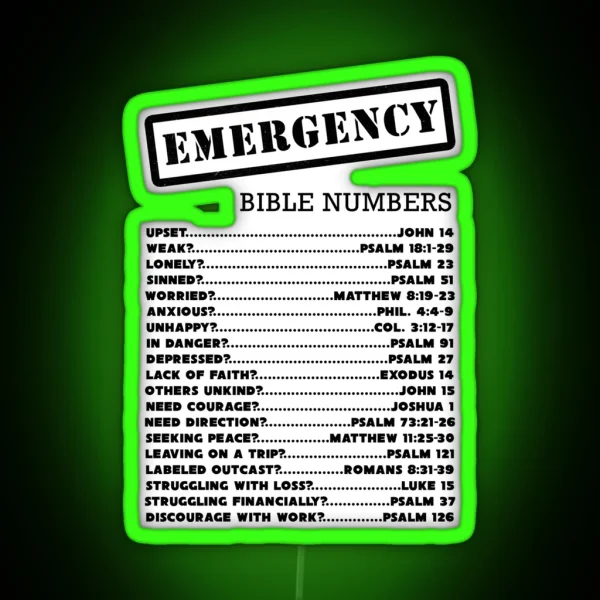 Emergency Bible Numbers RGB Neon Sign