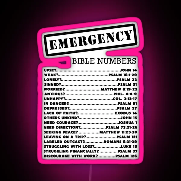 Emergency Bible Numbers RGB Neon Sign