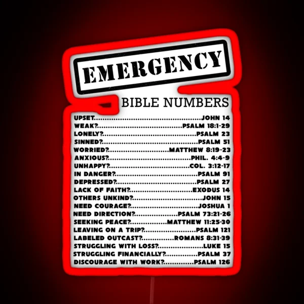 Emergency Bible Numbers RGB Neon Sign