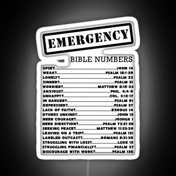 Emergency Bible Numbers RGB Neon Sign