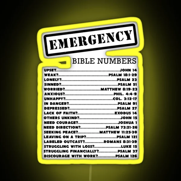 Emergency Bible Numbers RGB Neon Sign