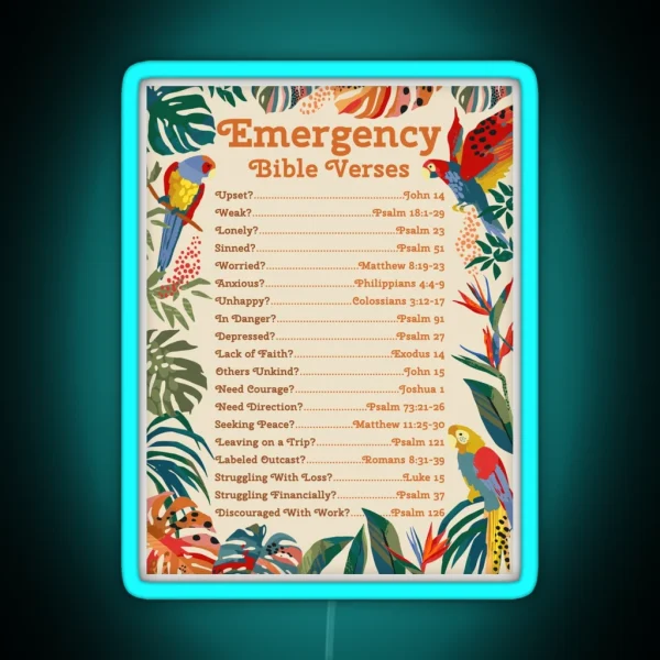 Emergency Bible Verses Tropical RGB Neon Sign