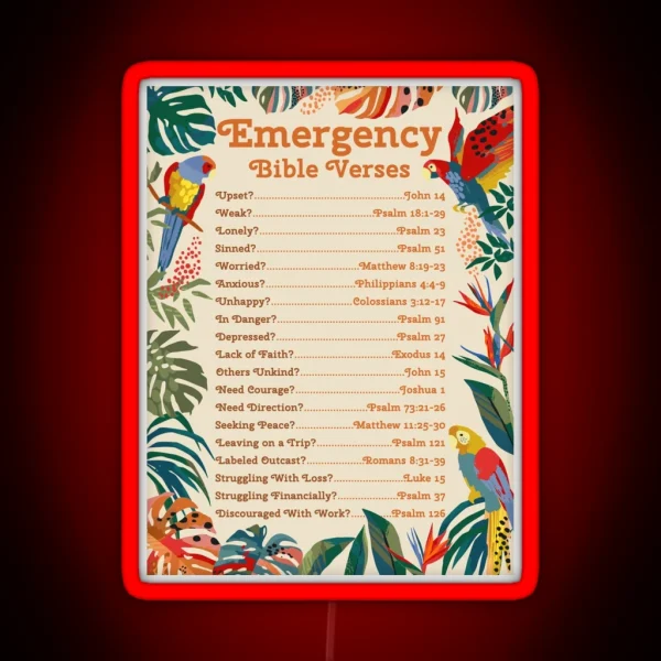 Emergency Bible Verses Tropical RGB Neon Sign