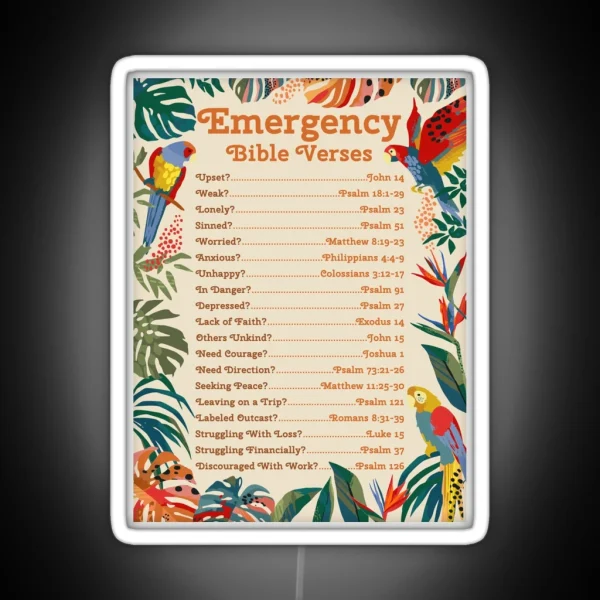 Emergency Bible Verses Tropical RGB Neon Sign