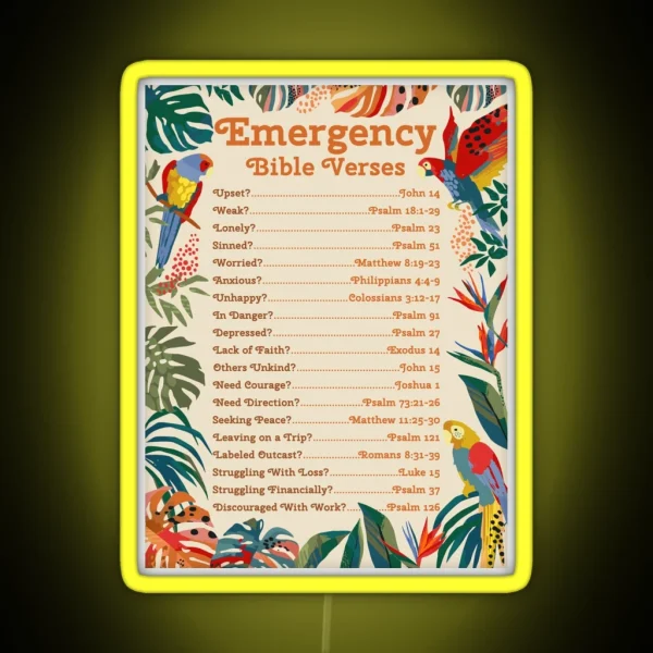 Emergency Bible Verses Tropical RGB Neon Sign