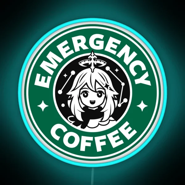 Emergency Coffee Genshin Impact Paimon RGB Neon Sign