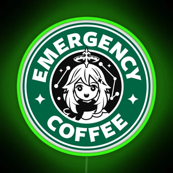 Emergency Coffee Genshin Impact Paimon RGB Neon Sign