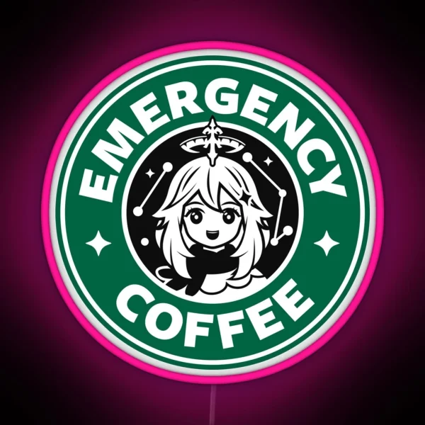 Emergency Coffee Genshin Impact Paimon RGB Neon Sign
