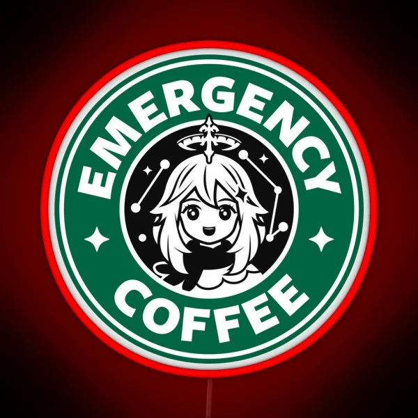 Emergency Coffee Genshin Impact Paimon RGB Neon Sign