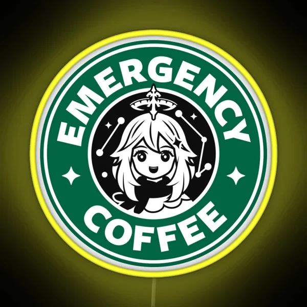Emergency Coffee Genshin Impact Paimon RGB Neon Sign