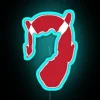 Eminem's iconic devil horns in vibrant color-changing RGB neon lighting