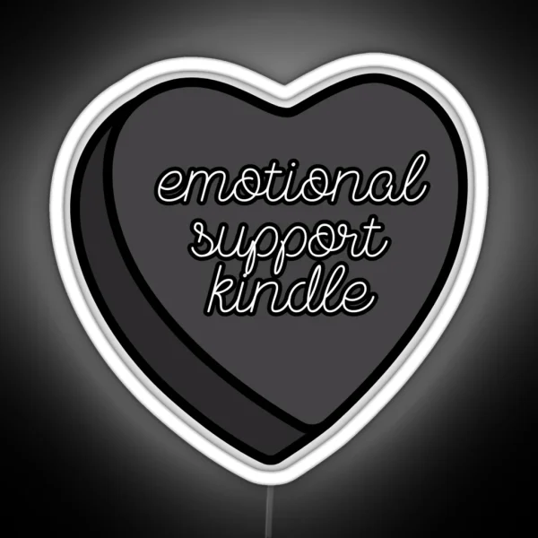 Emotional Support Kindle Black Heart RGB Neon Sign