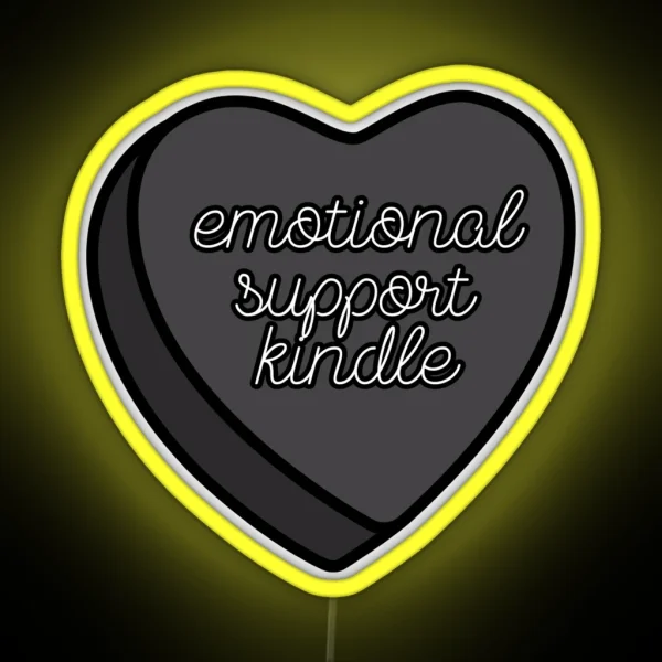 Emotional Support Kindle Black Heart RGB Neon Sign