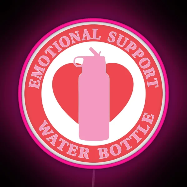 Emotional Support Water Bottle Hydro Pink RGB Neon Sign